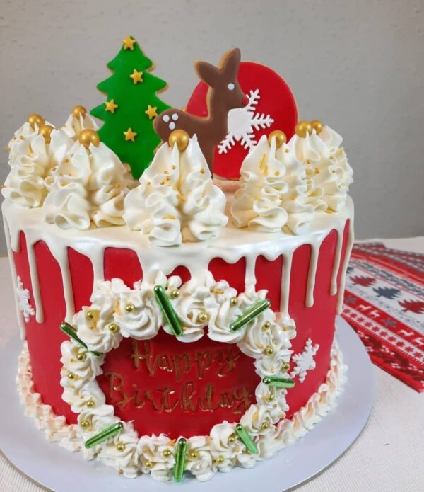 Drip cake con decoración de galletas navideñas - Imagen 2